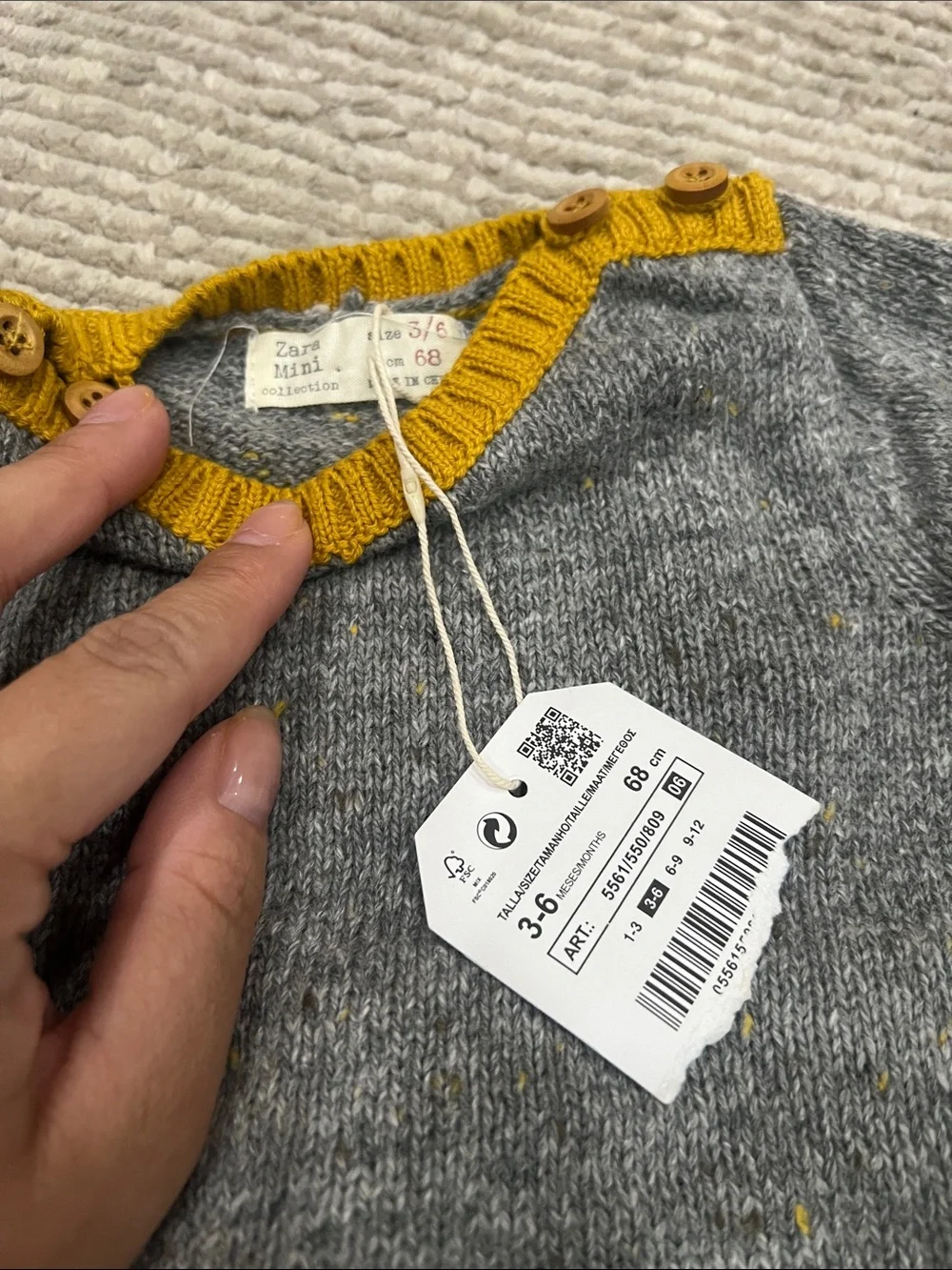 Zara Grey Sweater with Mustard Trim Set